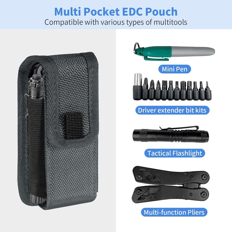 KENOBEE Multitool Sheath EDC Pouch Compatible with Leatherman Wave Plus Wingman Surge Rebar, Multi-Purpose Belt Clip Tool Holder Bag, Utility Tactical Waist Pack Camping Hiking Pocket Organizer Case - Image 2